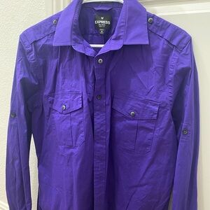 Express Men's MK2 Purple Long Sleeve Shirt